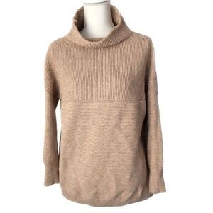 Chicwish Cozy Ribbed Knit Cowl Neck Sweater Oatmeal Color